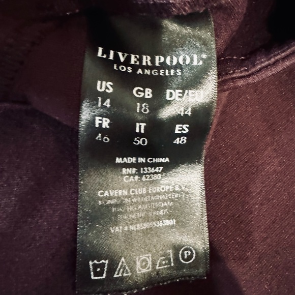 Liverpool Jeans Chloe Pull-On Knit Ankle Skinny Pant in Aubergine SZ 14/32 - Picture 14 of 16